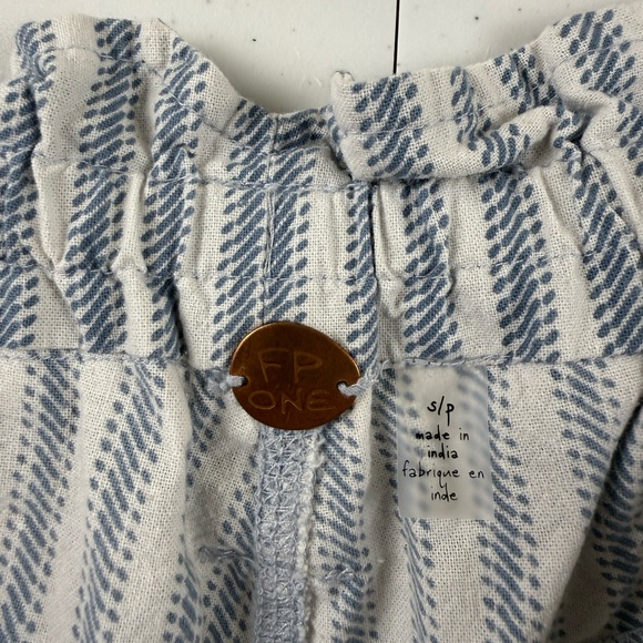 Women's Striped Paperbag Cargo Shorts - Blue/White - Picture 2 of 4